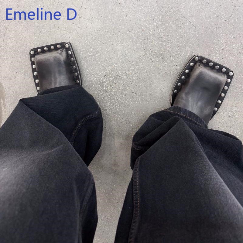 Unisex Square Toe Mule Slides  - Flip Flop Leather Men recension och pris